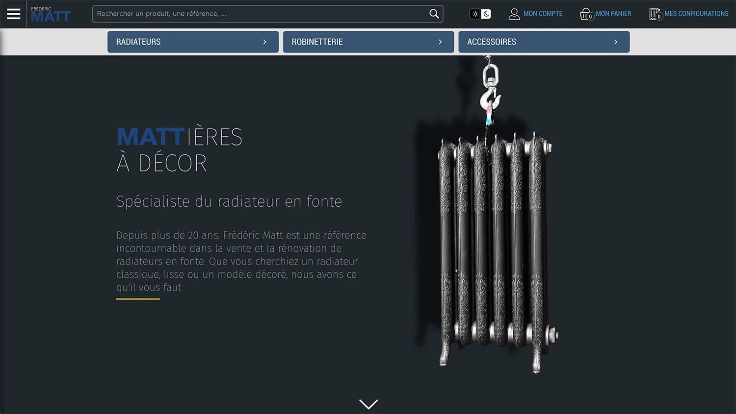 Création du site e-commerce Frédéric Matt, spécialiste des radiateurs en fonte