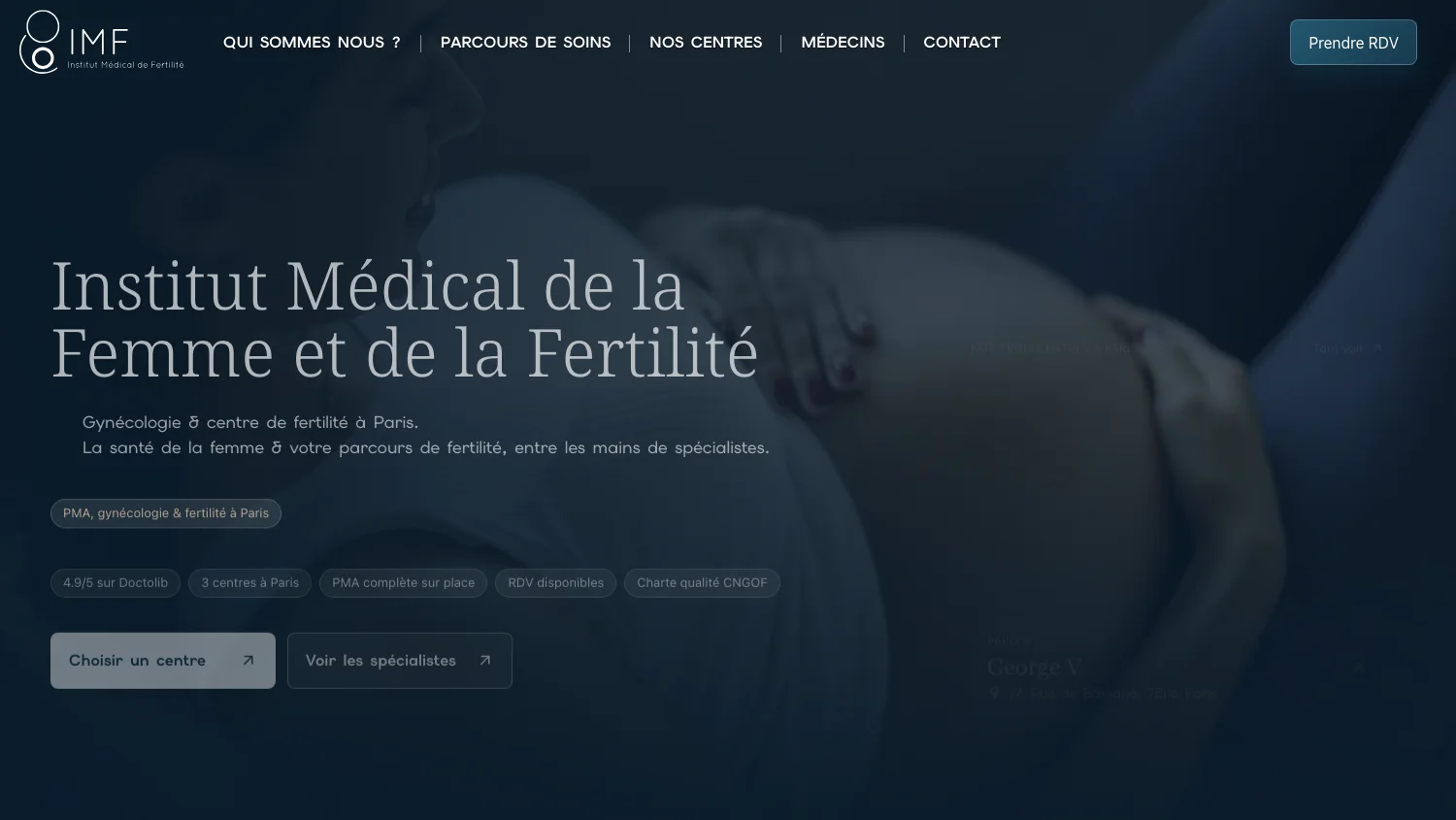 Screenshot of the IMF Fertilité.net medical website