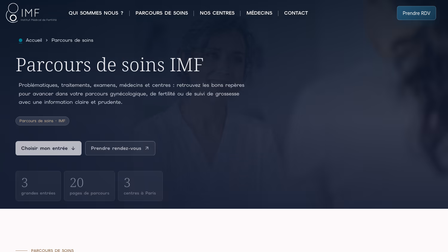Page Parcours de soins du site IMF Fertilité.net